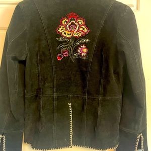 Embroidered leather jacket
